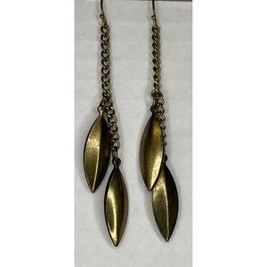 Women's Bronze Leaf Shape Drop Dangle Women's Pierced Earrings Boho Minimalist
